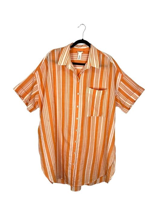 Unbranded Dresses & Skirts - Lem Lem H&M orange white stripe short sleeve oversized shirt dress M/L